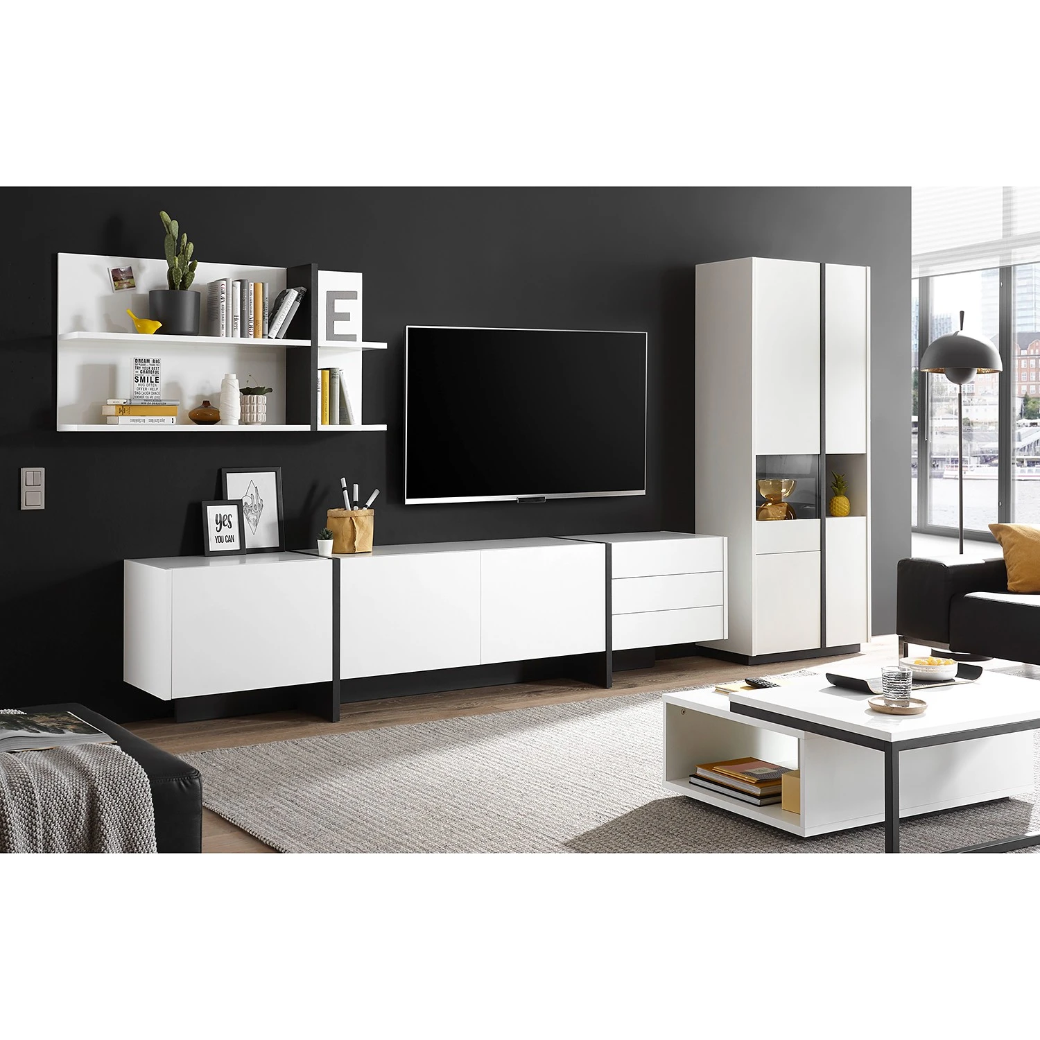 Loftscape Vitrinenschrank Muuga - Weiß / Grau 2 Loftscape Vitrinenschrank Muuga - Weiß / Grau – Bild 2