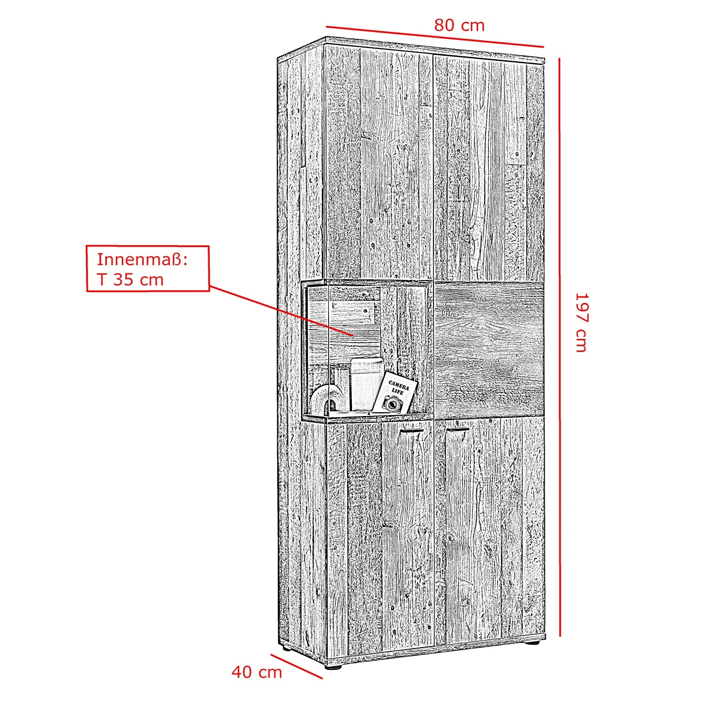 Red Living Vitrinenschrank Ambato - Eiche Artisan Dekor 5 Red Living Vitrinenschrank Ambato - Eiche Artisan Dekor – Bild 5