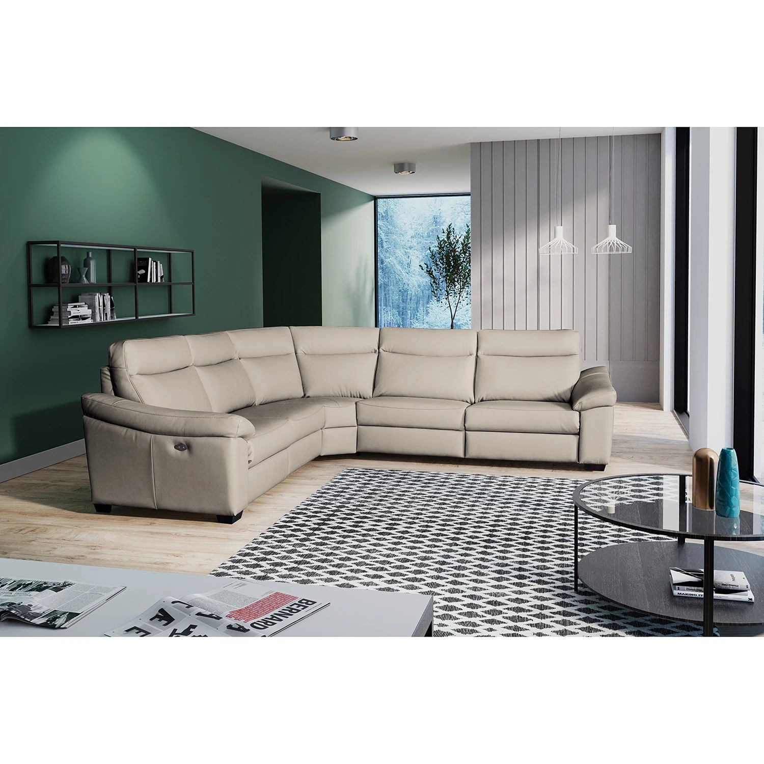 Red Living Ecksofa Sappee - Echtleder Domna: Grau - Elektrisch verstellbar: 2 Motoren mit Kabel 2 Red Living Ecksofa Sappee - Echtleder Domna: Grau - Elektrisch verstellbar: 2 Motoren mit Kabel – Bild 2