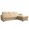Loftscape Ecksofa Nilsia - Echtleder Mabel: Warmes Beige - Longchair davorstehend rechts - Mit Schlaffunktion