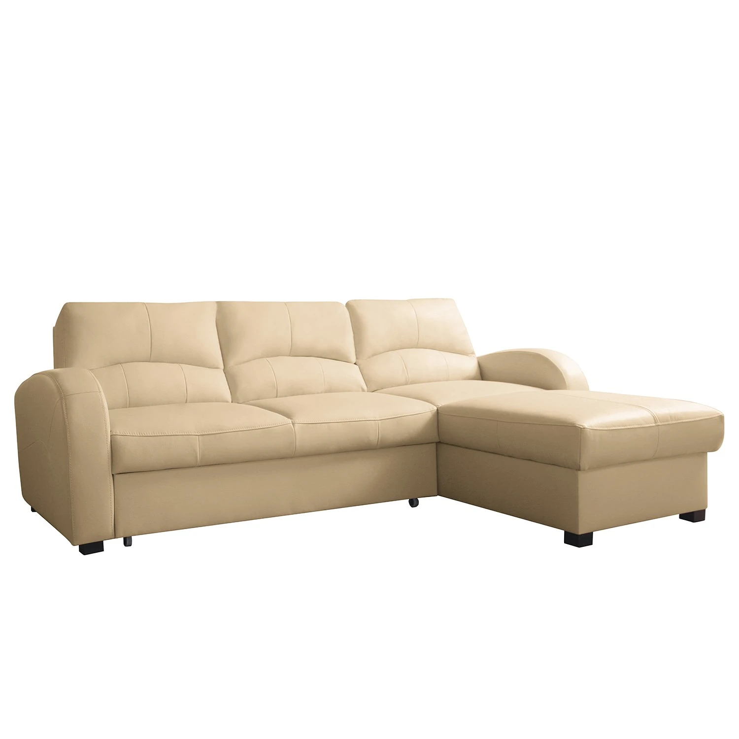 Loftscape Ecksofa Nilsia - Echtleder Mabel: Warmes Beige - Longchair davorstehend rechts - Mit Schlaffunktion 1 Loftscape Ecksofa Nilsia - Echtleder Mabel: Warmes Beige - Longchair davorstehend rechts - Mit Schlaffunktion
