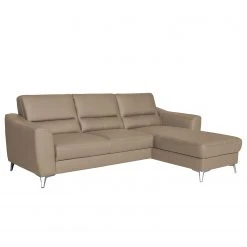 Loftscape Ecksofa Vercheny II - Echtleder Mabel: Sahara dunkel - Longchair beidseitig montierbar - Mit Schlaffunktion