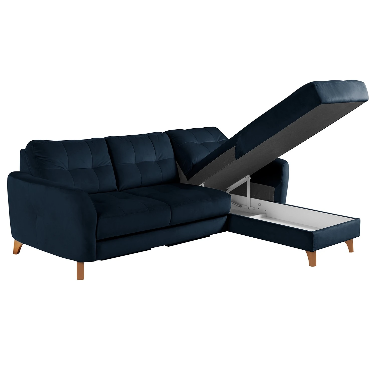Loftscape Ecksofa Heimari I - Samt Safa: Dunkelblau - Longchair davorstehend rechts - Mit Schlaffunktion 4 Loftscape Ecksofa Heimari I - Samt Safa: Dunkelblau - Longchair davorstehend rechts - Mit Schlaffunktion – Bild 4