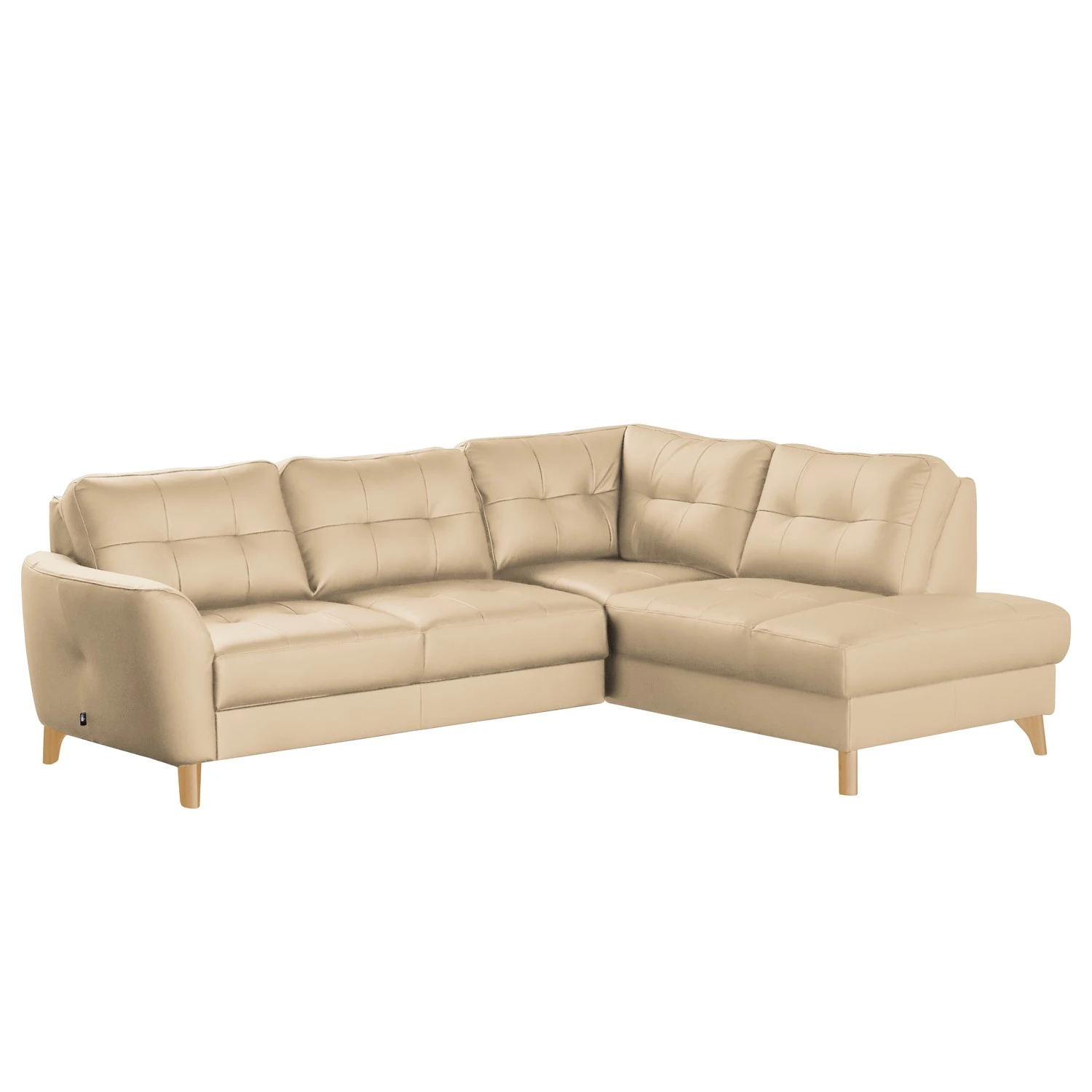 Loftscape Ecksofa Heimari II - Echtleder Mabel: Warmes Beige - Ottomane davorstehend rechts - Mit Schlaffunktion 1 Loftscape Ecksofa Heimari II - Echtleder Mabel: Warmes Beige - Ottomane davorstehend rechts - Mit Schlaffunktion