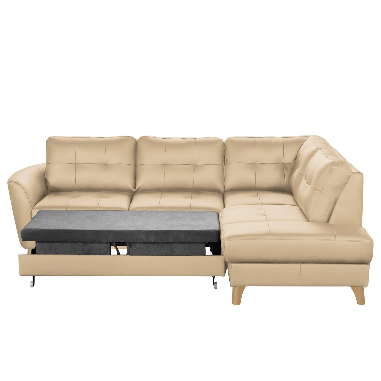 Loftscape Ecksofa Heimari II - Echtleder Mabel: Warmes Beige - Ottomane davorstehend rechts - Mit Schlaffunktion 6 Loftscape Ecksofa Heimari II - Echtleder Mabel: Warmes Beige - Ottomane davorstehend rechts - Mit Schlaffunktion – Bild 6