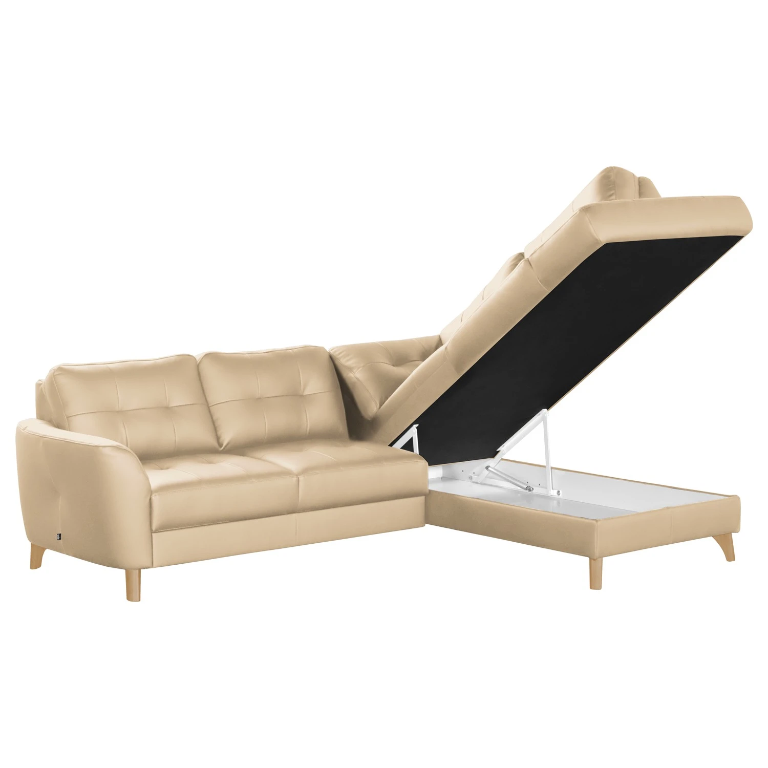 Loftscape Ecksofa Heimari II - Echtleder Mabel: Warmes Beige - Ottomane davorstehend rechts - Mit Schlaffunktion 4 Loftscape Ecksofa Heimari II - Echtleder Mabel: Warmes Beige - Ottomane davorstehend rechts - Mit Schlaffunktion – Bild 4
