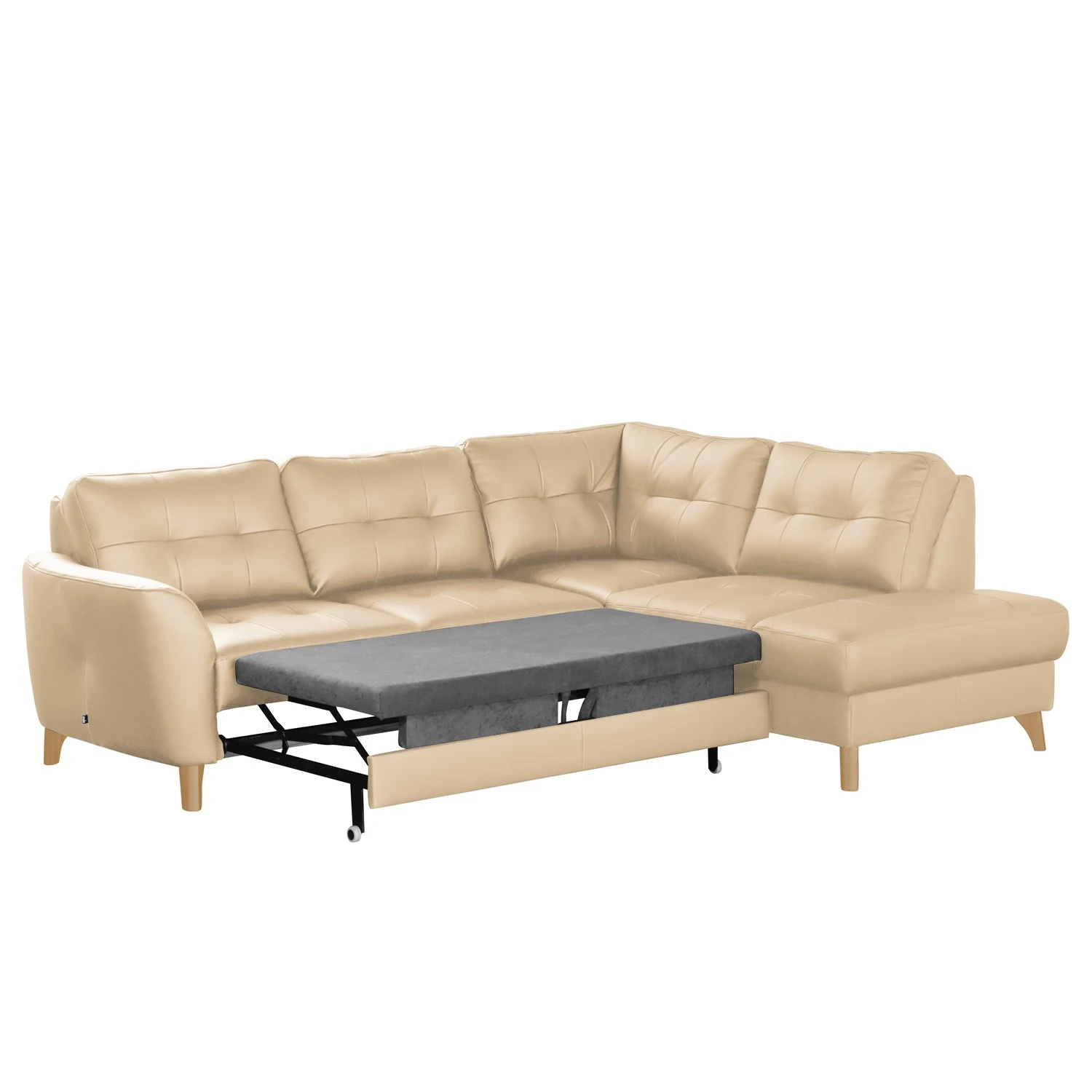 Loftscape Ecksofa Heimari II - Echtleder Mabel: Warmes Beige - Ottomane davorstehend rechts - Mit Schlaffunktion 3 Loftscape Ecksofa Heimari II - Echtleder Mabel: Warmes Beige - Ottomane davorstehend rechts - Mit Schlaffunktion – Bild 3