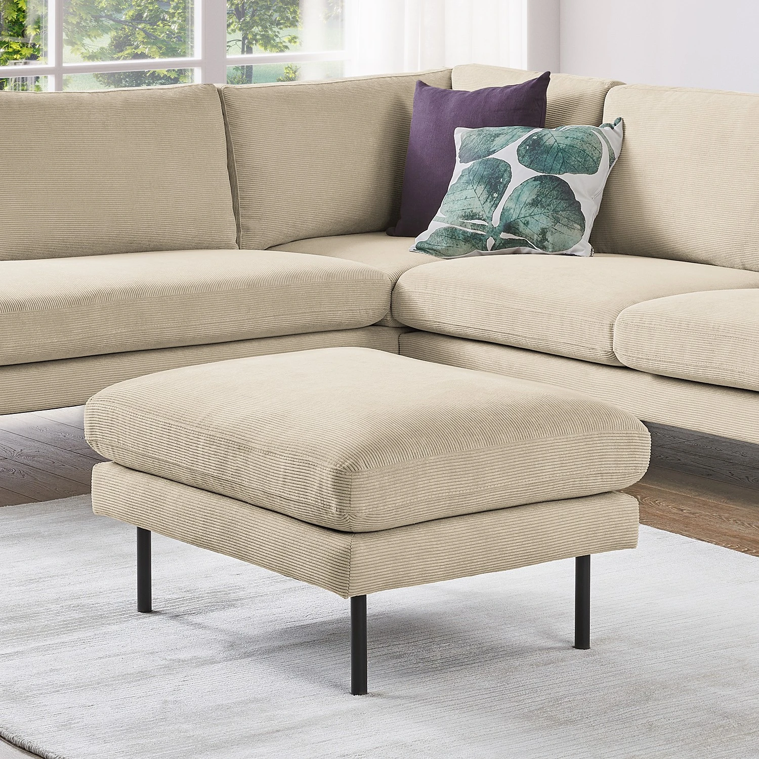 Mørteens Polsterhocker Landos - Cordstoff Licia: Creme 2 Mørteens Polsterhocker Landos - Cordstoff Licia: Creme – Bild 2