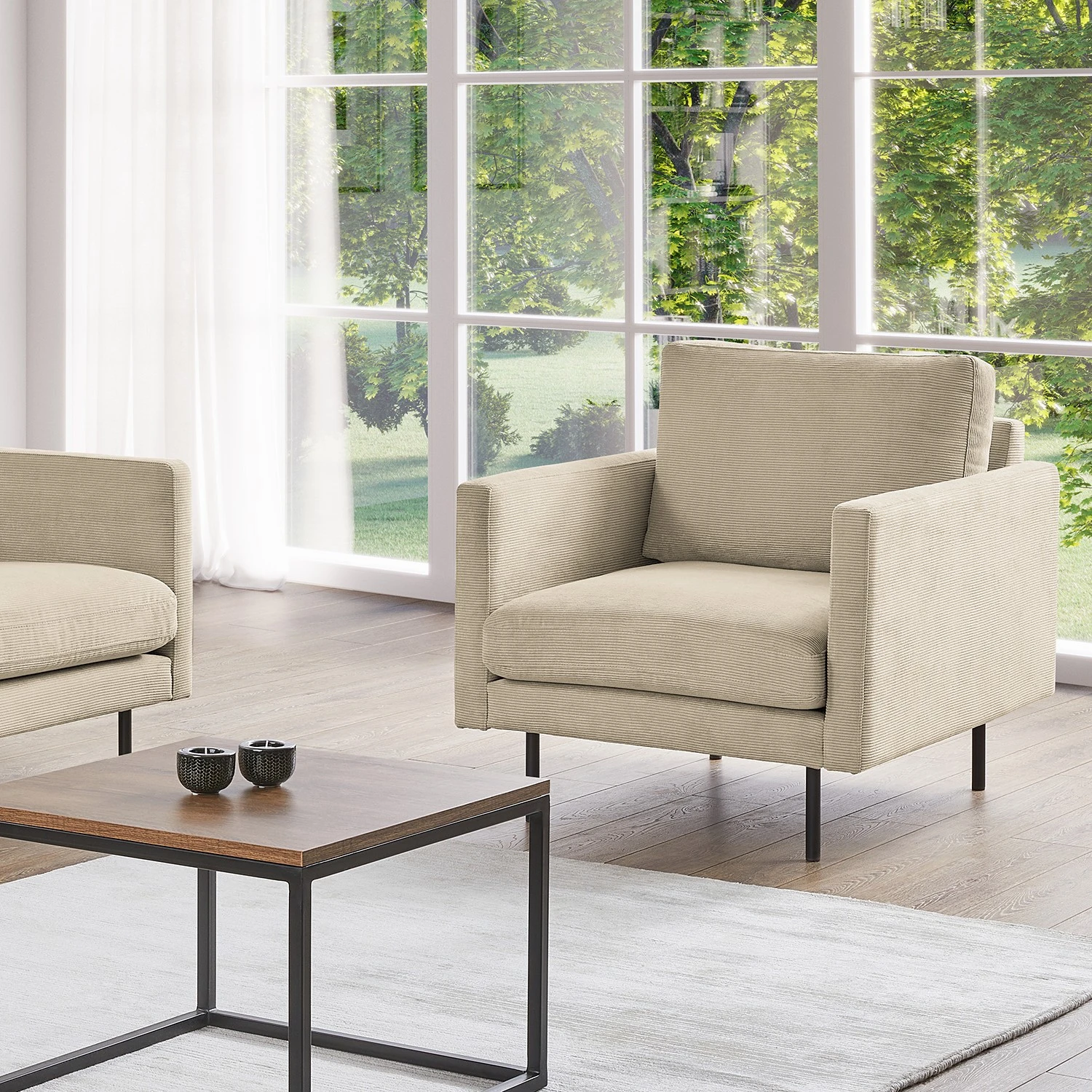 Mørteens Sessel Landos - Cordstoff Licia: Creme 2 Mørteens Sessel Landos - Cordstoff Licia: Creme – Bild 2