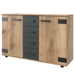 Wimex Kombikommode Malmoe - Eiche geplankt Dekor / Graphit - Breite: 130 cm