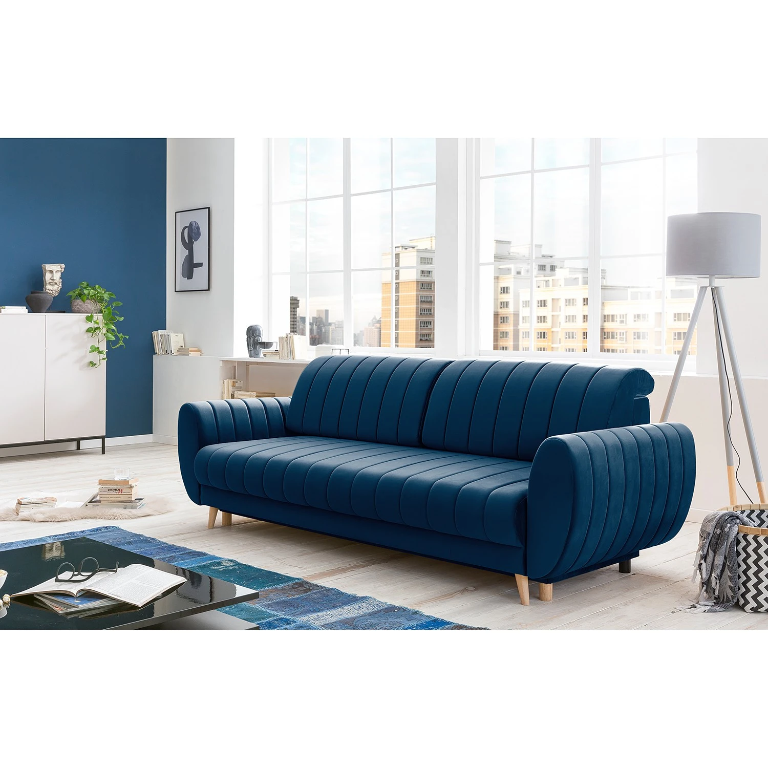 Norrwood Schlafsofa Cachi - Webstoff - Webstoff Madje: Dunkelblau 2 Norrwood Schlafsofa Cachi - Webstoff - Webstoff Madje: Dunkelblau – Bild 2