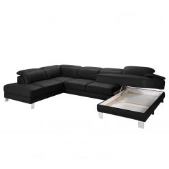 Loftscape Wohnlandschaft Bussy - Echtleder - Echtleder Moja: Schwarz - Longchair davorstehend rechts / Ottomane links - Mit Schlaffunktion -Wohnzimmermöbel boutique en ligne 1000266810 210527 11183900575 DETAILS P000000001000266810