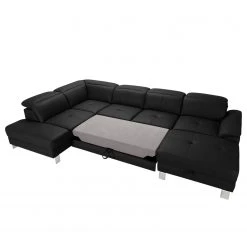 Loftscape Wohnlandschaft Bussy - Echtleder - Echtleder Moja: Schwarz - Longchair davorstehend rechts / Ottomane links - Mit Schlaffunktion -Wohnzimmermöbel boutique en ligne 1000266810 210527 11184000580 DETAILS P000000001000266810