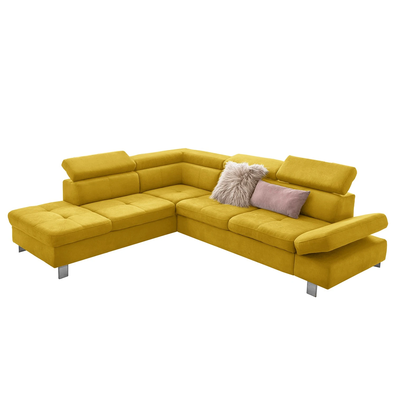 Loftscape Ecksofa Calau - Microfaser - Microfaser Enza: Senfgelb - Ottomane davorstehend links - Mit Schlaffunktion 1 Loftscape Ecksofa Calau - Microfaser - Microfaser Enza: Senfgelb - Ottomane davorstehend links - Mit Schlaffunktion