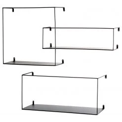 Loftscape Wandregal Kekova (3er-Set) - Metall - Schwarz