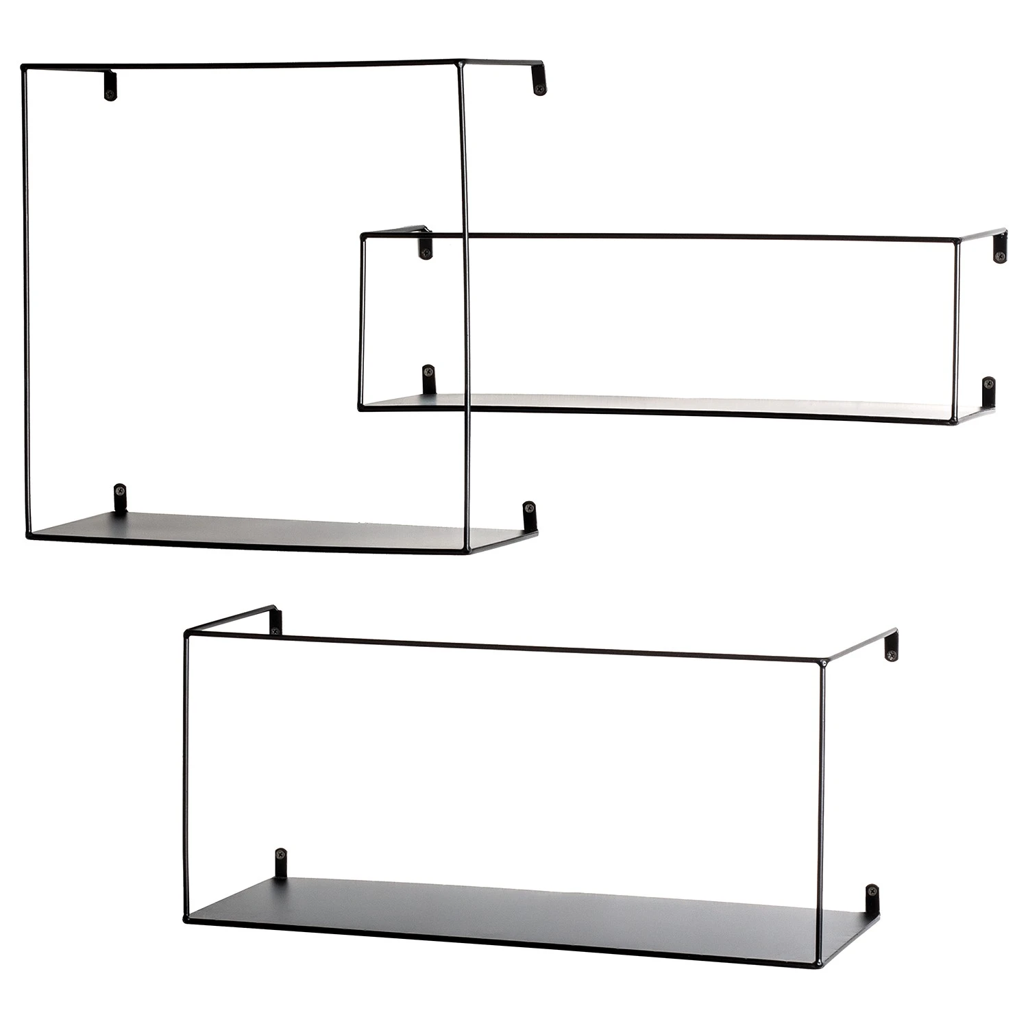 Loftscape Wandregal Kekova (3er-Set) - Metall - Schwarz 1 Loftscape Wandregal Kekova (3er-Set) - Metall - Schwarz