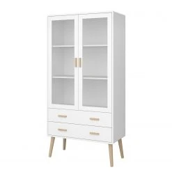 Steens Vitrinenschrank Pavona - Weiß / Eiche