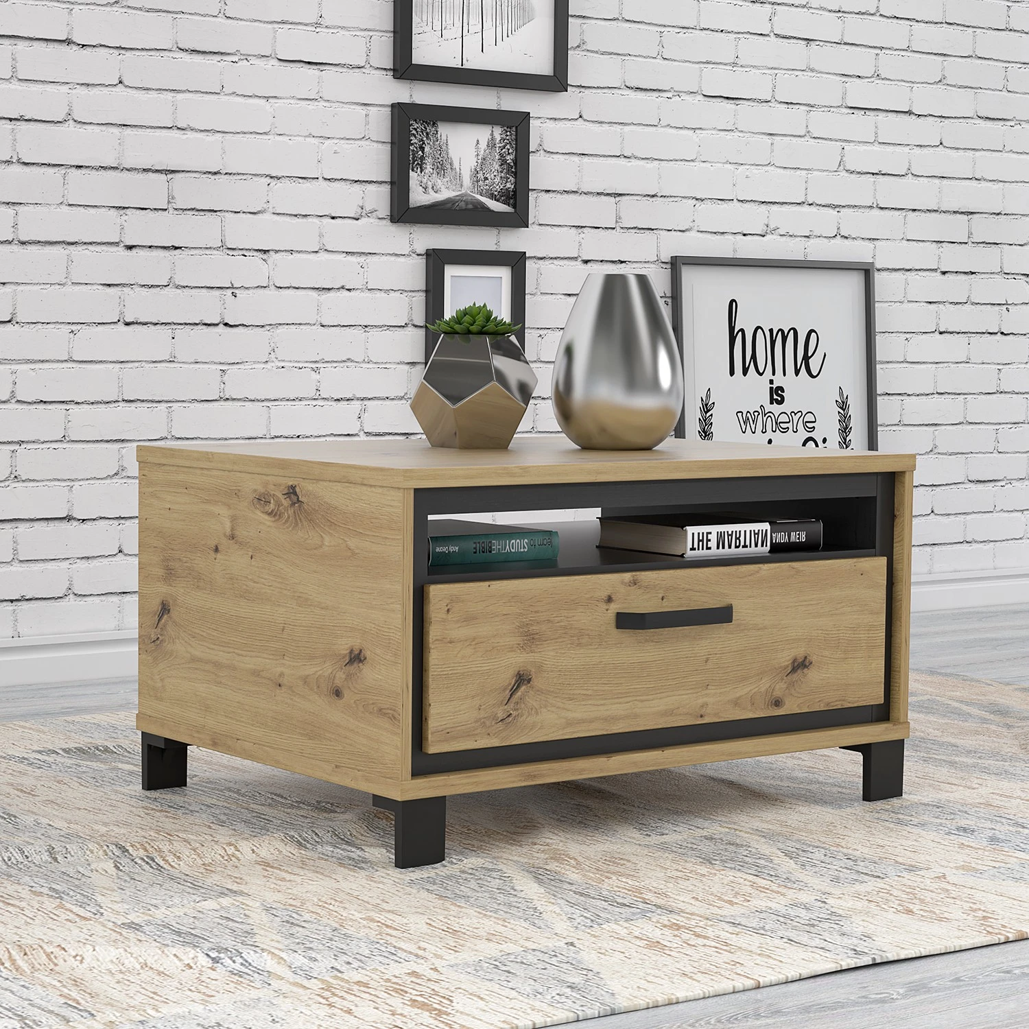 Red Living Couchtisch Egan I - Eiche Artisan Dekor / Eiche Schwarz Dekor 2 Red Living Couchtisch Egan I - Eiche Artisan Dekor / Eiche Schwarz Dekor – Bild 2