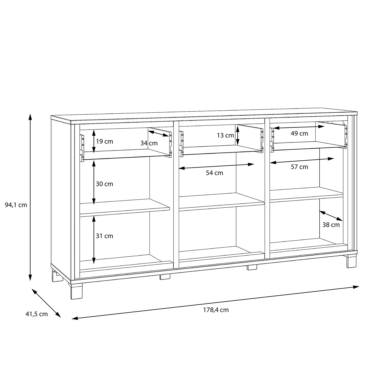 Red Living Sideboard Egan II - Eiche Artisan Dekor / Eiche Schwarz Dekor 6 Red Living Sideboard Egan II - Eiche Artisan Dekor / Eiche Schwarz Dekor – Bild 6