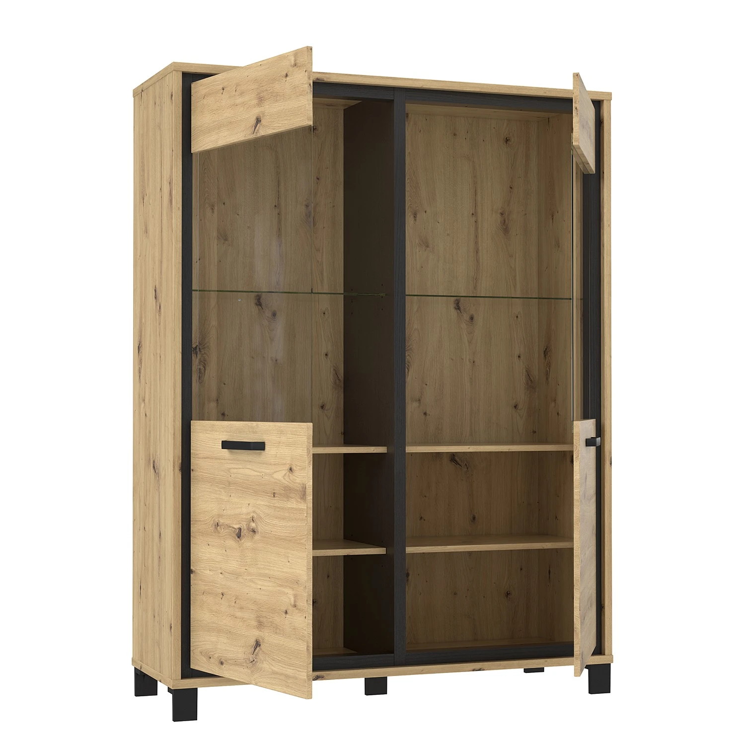 Red Living Vitrinenschrank Egan I - Eiche Artisan Dekor / Eiche Schwarz Dekor 4 Red Living Vitrinenschrank Egan I - Eiche Artisan Dekor / Eiche Schwarz Dekor – Bild 4