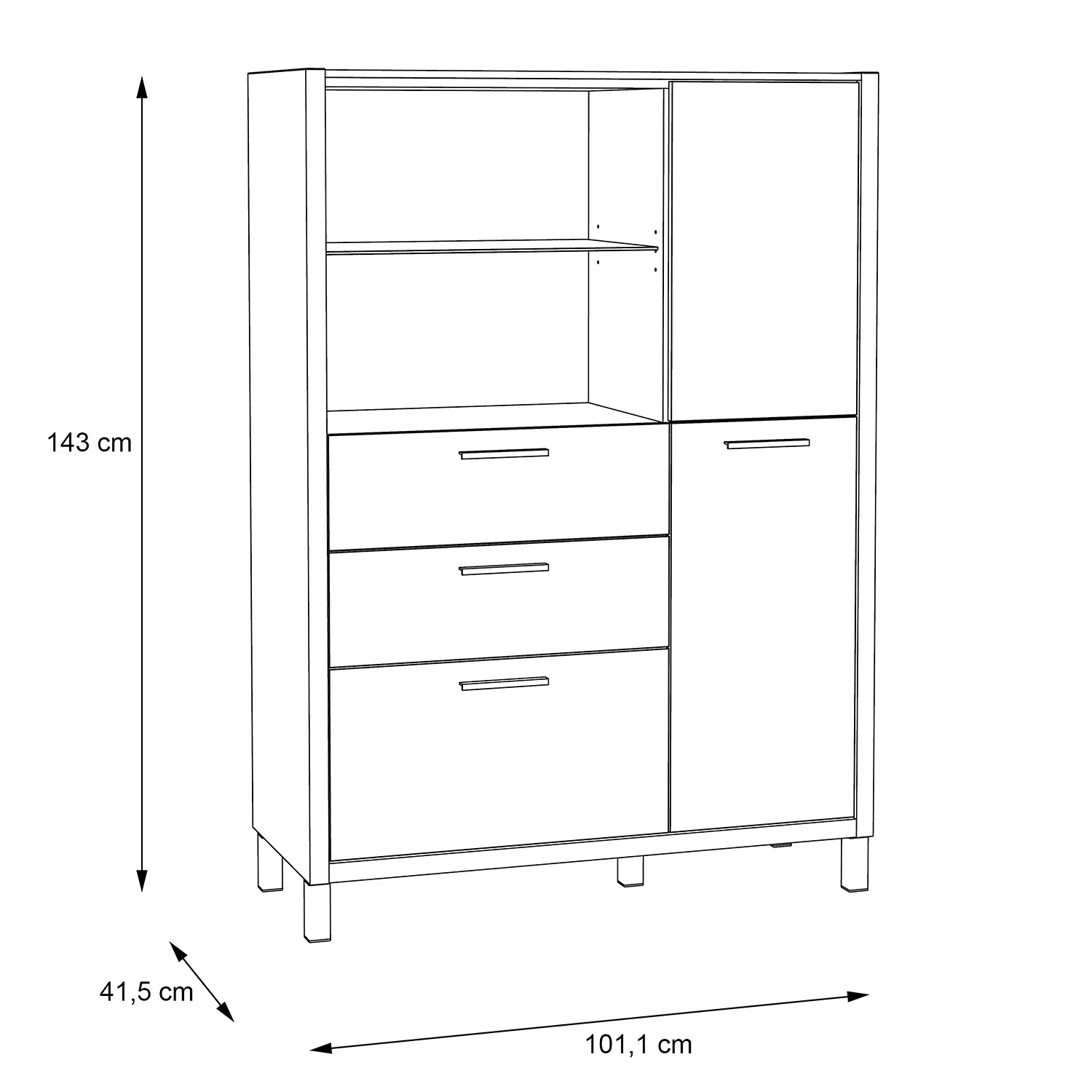 Norrwood Highboard Boyd II - Weiß / Eiche Dekor 9 Norrwood Highboard Boyd II - Weiß / Eiche Dekor – Bild 9