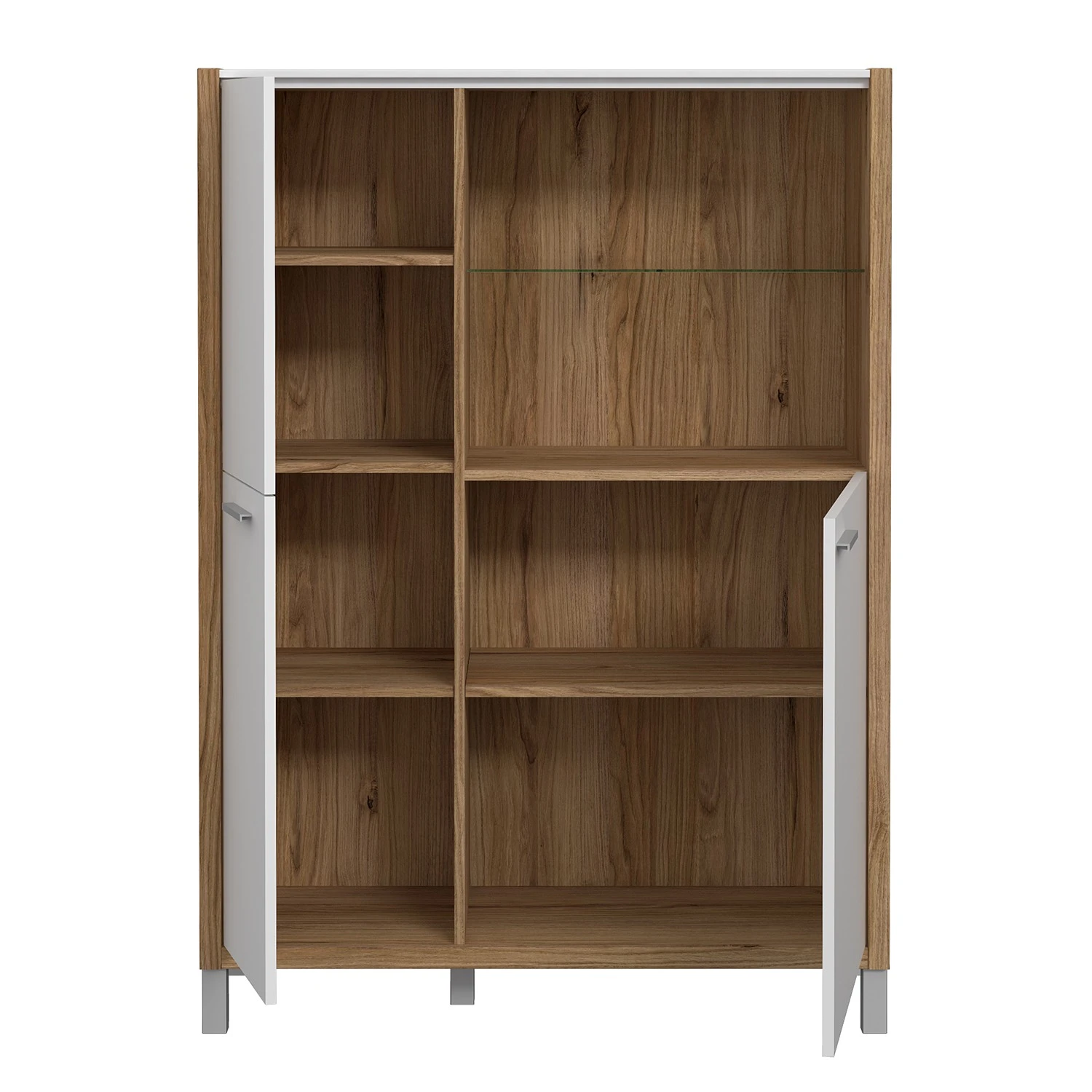 Norrwood Highboard Boyd I - Weiß / Eiche Dekor 4 Norrwood Highboard Boyd I - Weiß / Eiche Dekor – Bild 4