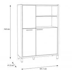 Norrwood Highboard Boyd I - Weiß / Eiche Dekor 19 Norrwood Highboard Boyd I - Weiß / Eiche Dekor -Wohnzimmermöbel boutique en ligne 1000270243 210609 06160200246 SKETCH DETAILS P000000001000270243 sketch