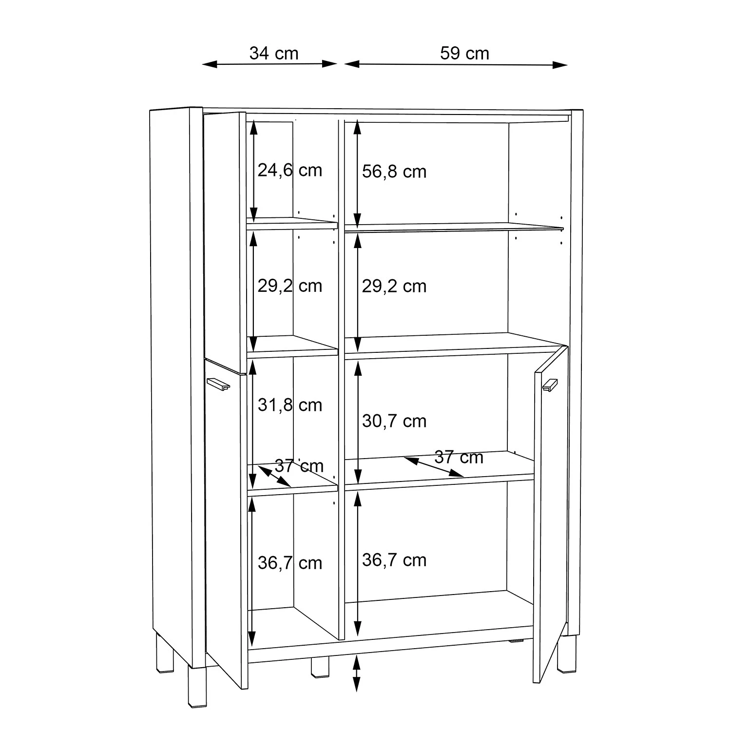 Norrwood Highboard Boyd I - Weiß / Eiche Dekor 10 Norrwood Highboard Boyd I - Weiß / Eiche Dekor – Bild 10