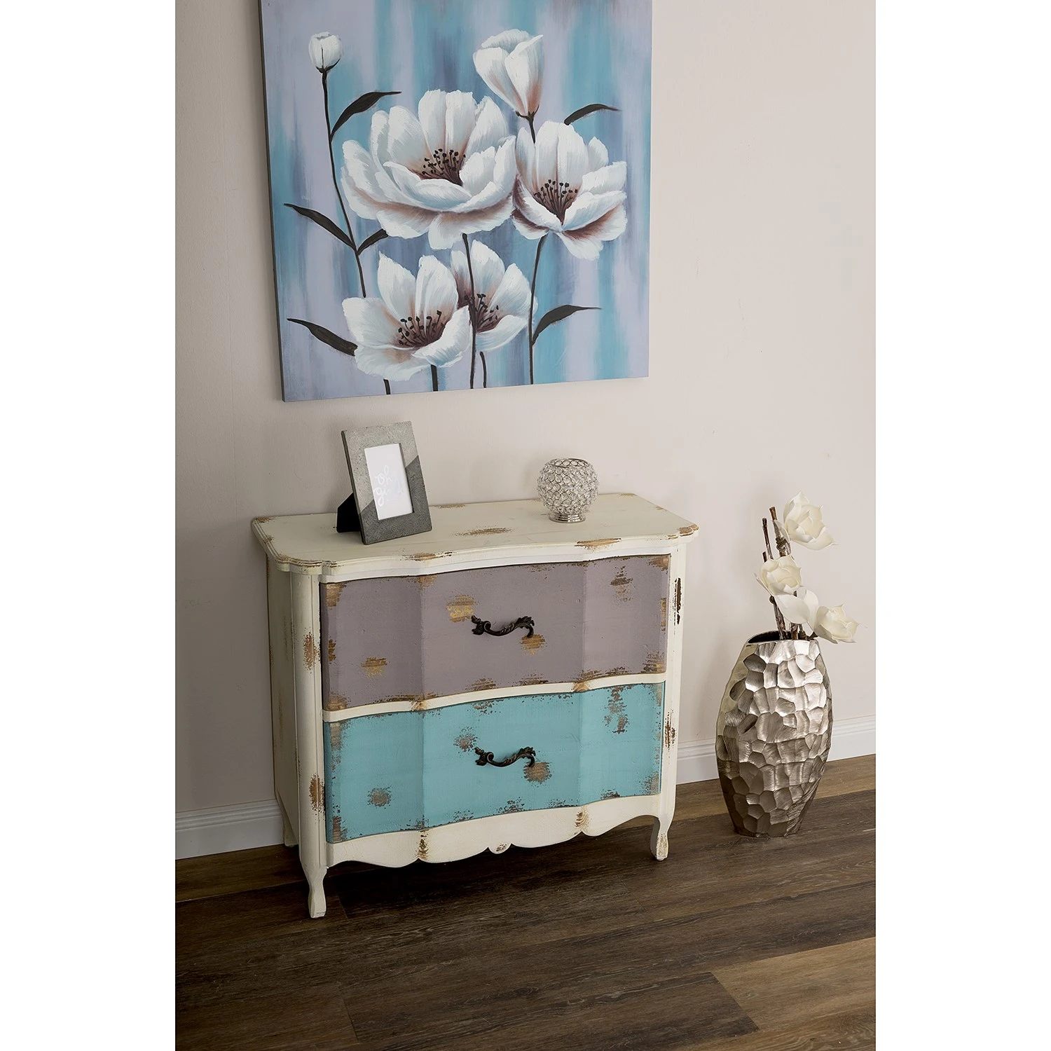 Ridgevalley Kommode Rusper - Tanne massiv - Vintage Weiß / Mehrfarbig 2 Ridgevalley Kommode Rusper - Tanne massiv - Vintage Weiß / Mehrfarbig – Bild 2