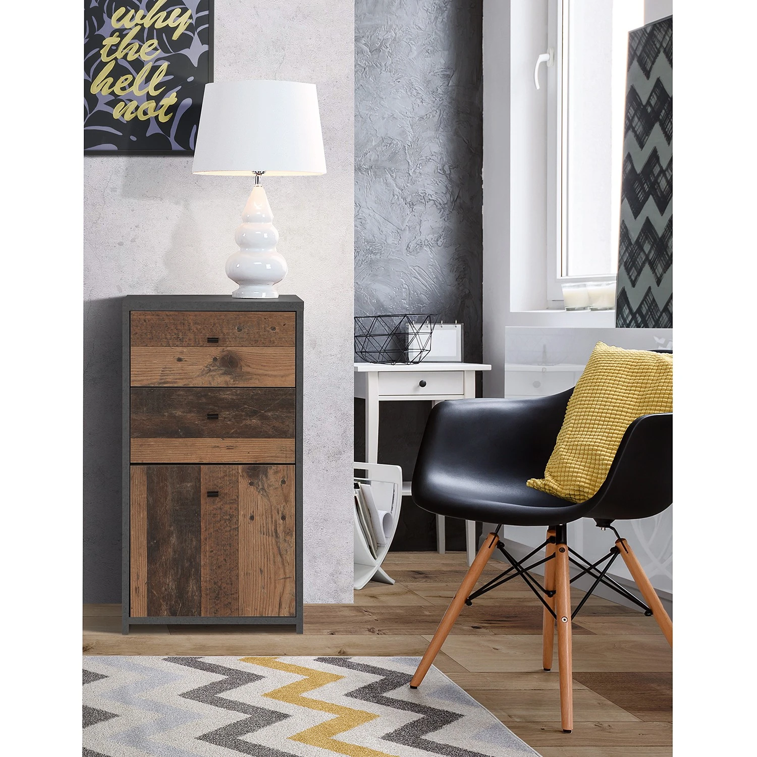 Loftscape Kommode Rison I - Dunkelgrau / Altholz Dekor 2 Loftscape Kommode Rison I - Dunkelgrau / Altholz Dekor – Bild 2