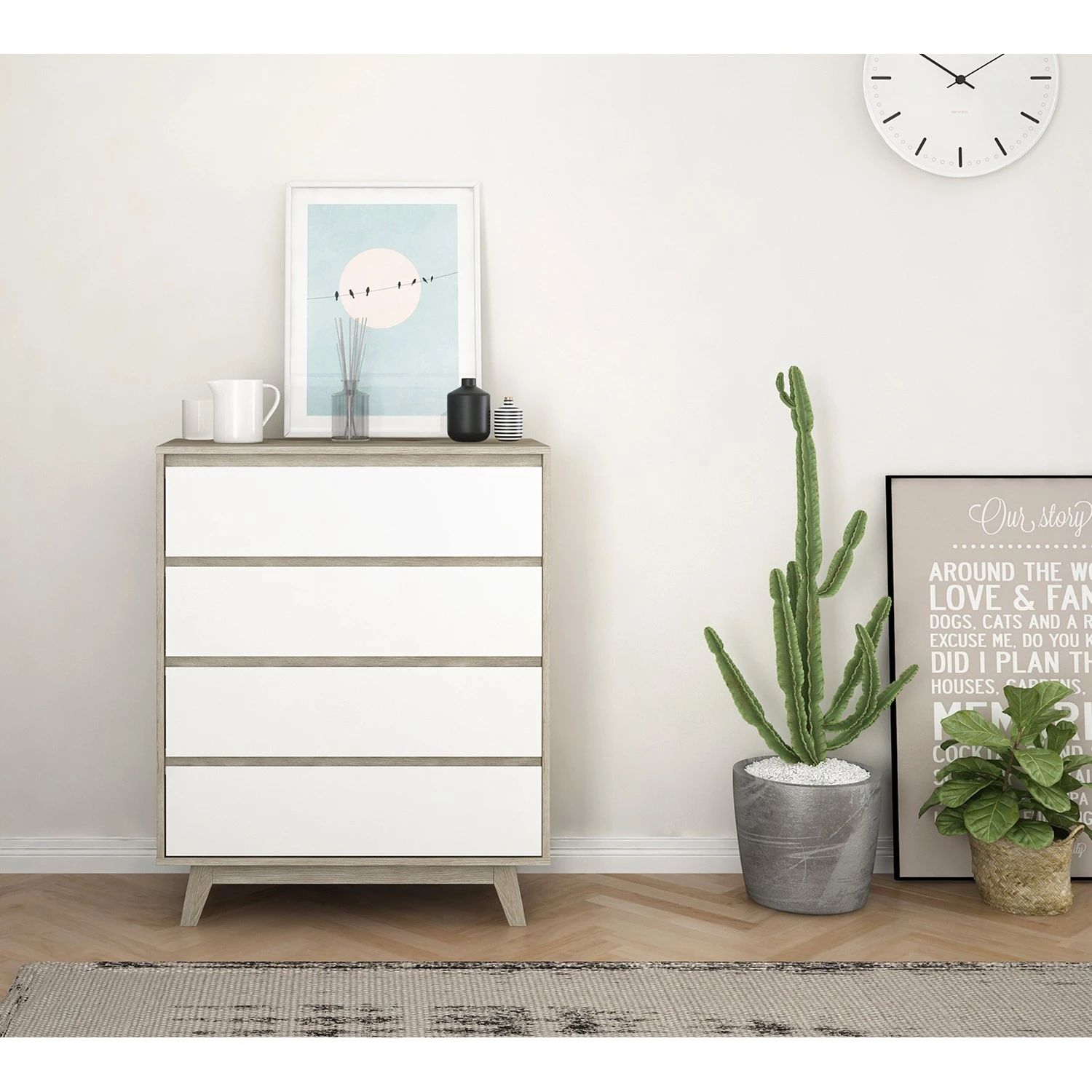 Norrwood Kommode Jano I - Weiß / Eiche Artisan Dekor 2 Norrwood Kommode Jano I - Weiß / Eiche Artisan Dekor – Bild 2