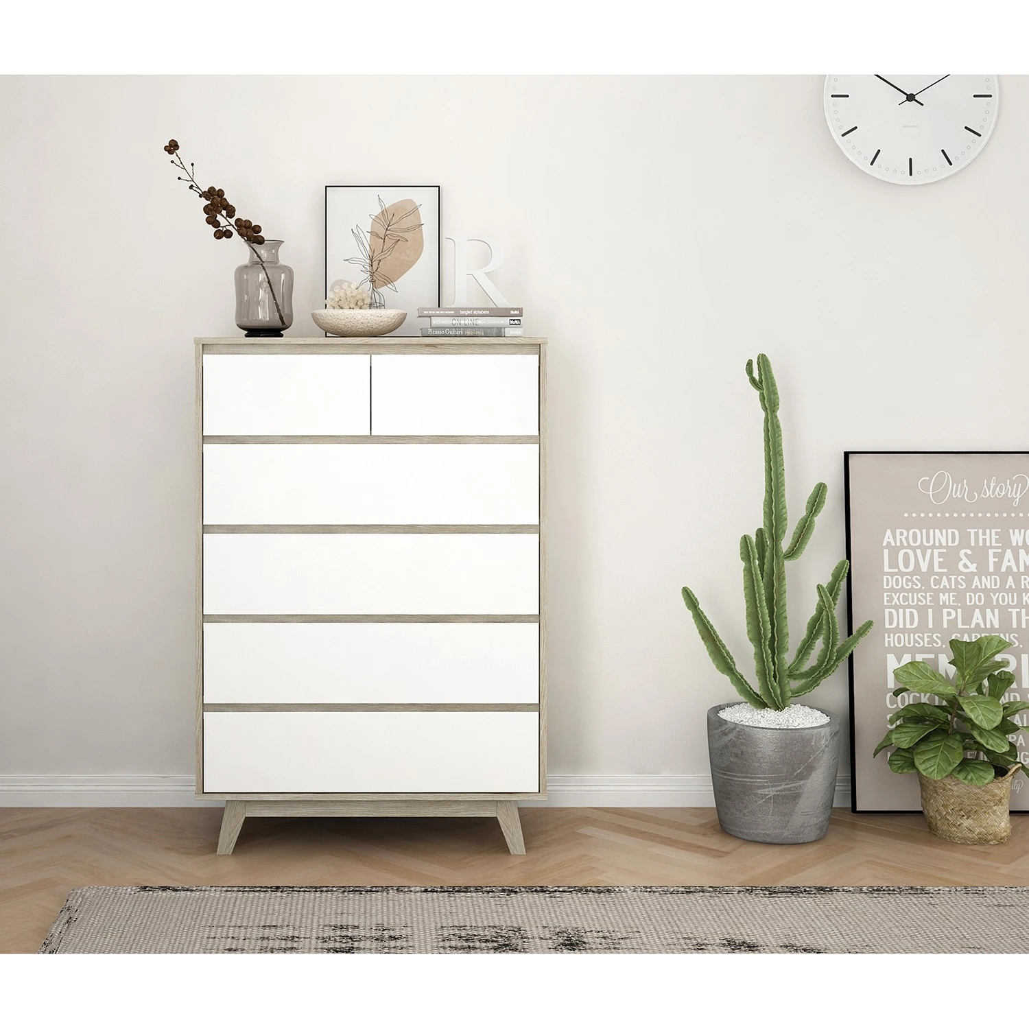 Norrwood Kommode Jano II - Weiß / Eiche Artisan Dekor 2 Norrwood Kommode Jano II - Weiß / Eiche Artisan Dekor – Bild 2