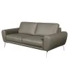 Loftscape Sofa Kerman (3-Sitzer) - Echtleder - Echtleder Nadra: Grau - Chrom glänzend
