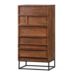 Red Living Kommode Borro I - Mango massiv / Metall - Mango / Schwarz