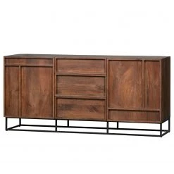 Red Living Sideboard Borro II - Mango massiv / Metall - Mango / Schwarz