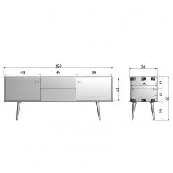 Norrwood TV-Lowboard Lanai - Kiefer massiv - Weiß / Kiefer -Wohnzimmermöbel boutique en ligne 1000275687 210630 12482500428 SKETCH DETAILS P000000001000275687 sketch