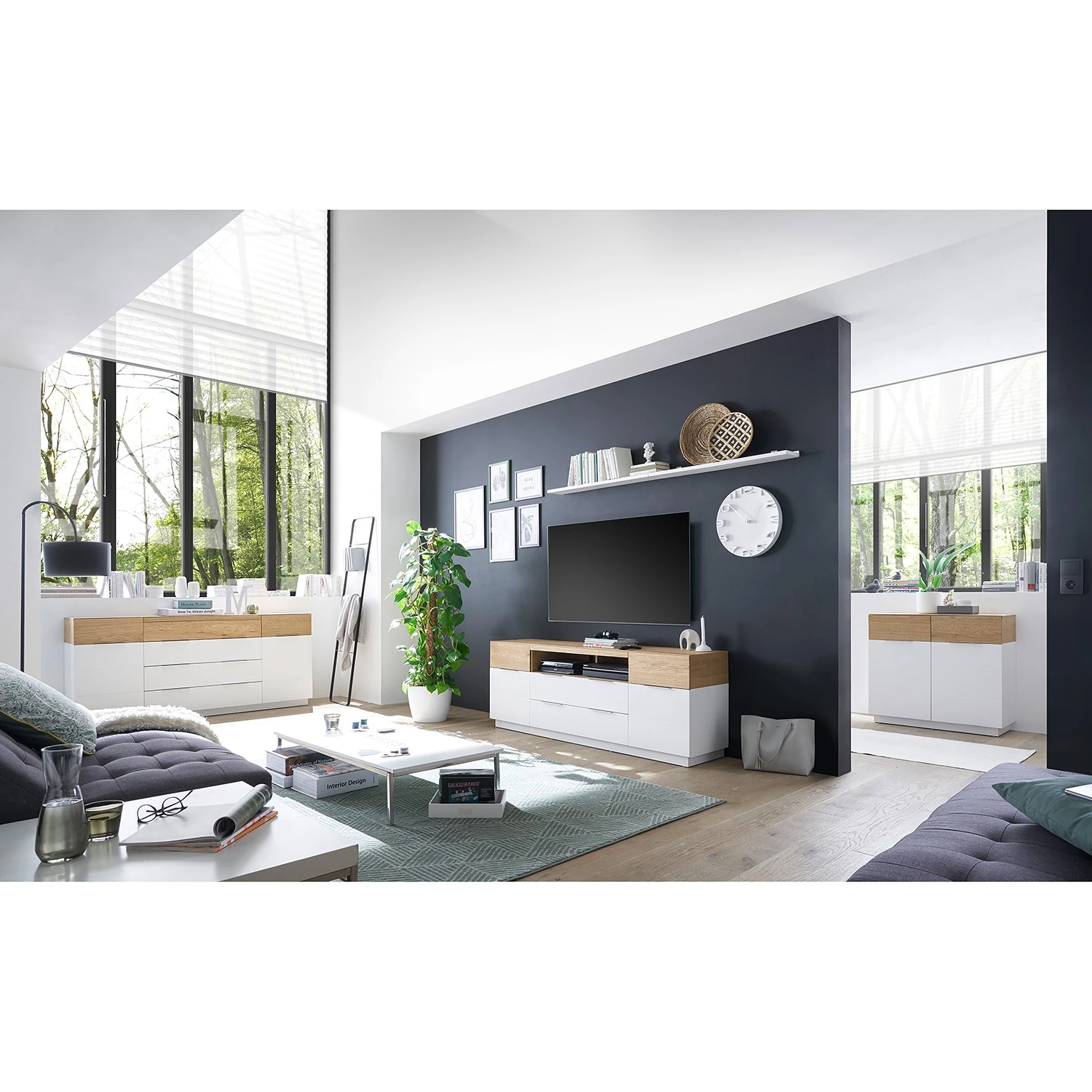 Norrwood Sideboard Akaa I - Echtholzfurnier - Eiche / Weiß 2 Norrwood Sideboard Akaa I - Echtholzfurnier - Eiche / Weiß – Bild 2