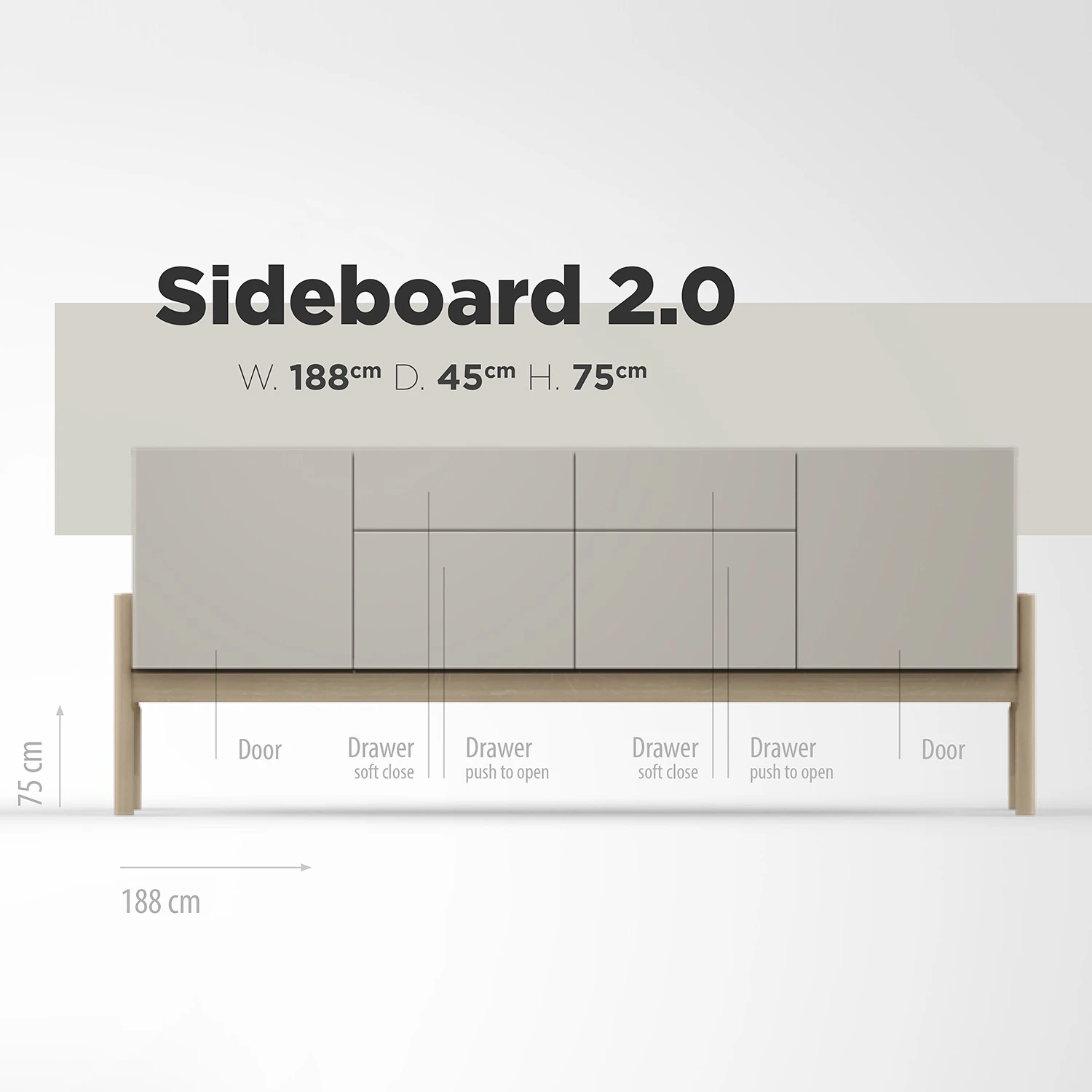 Studio Copenhagen Sideboard Cooby II - Muschelweiß / Eiche Hell 10 Studio Copenhagen Sideboard Cooby II - Muschelweiß / Eiche Hell – Bild 10