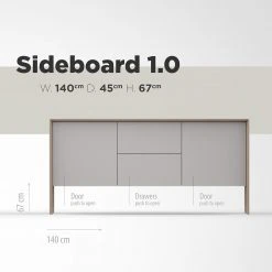 Studio Copenhagen Sideboard Maayka I - Eiche teilmassiv - Mushroom Creme / Eiche Hell -Wohnzimmermöbel boutique en ligne 1000277378 211111 1449030000507 SKETCH DETAILS P000000001000277378 sketch
