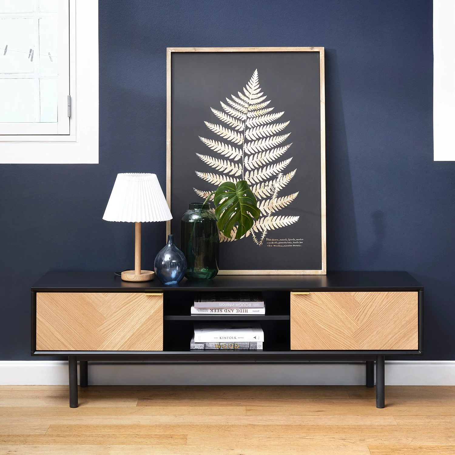 Loftscape TV-Lowboard Charlo - Echtholzfurnier - Eiche / Schwarz 2 Loftscape TV-Lowboard Charlo - Echtholzfurnier - Eiche / Schwarz – Bild 2