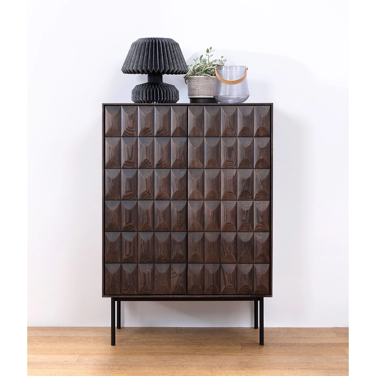 Red Living Highboard Limes - Eiche massiv / Metall - Eiche Dunkel / Schwarz 2 Red Living Highboard Limes - Eiche massiv / Metall - Eiche Dunkel / Schwarz – Bild 2