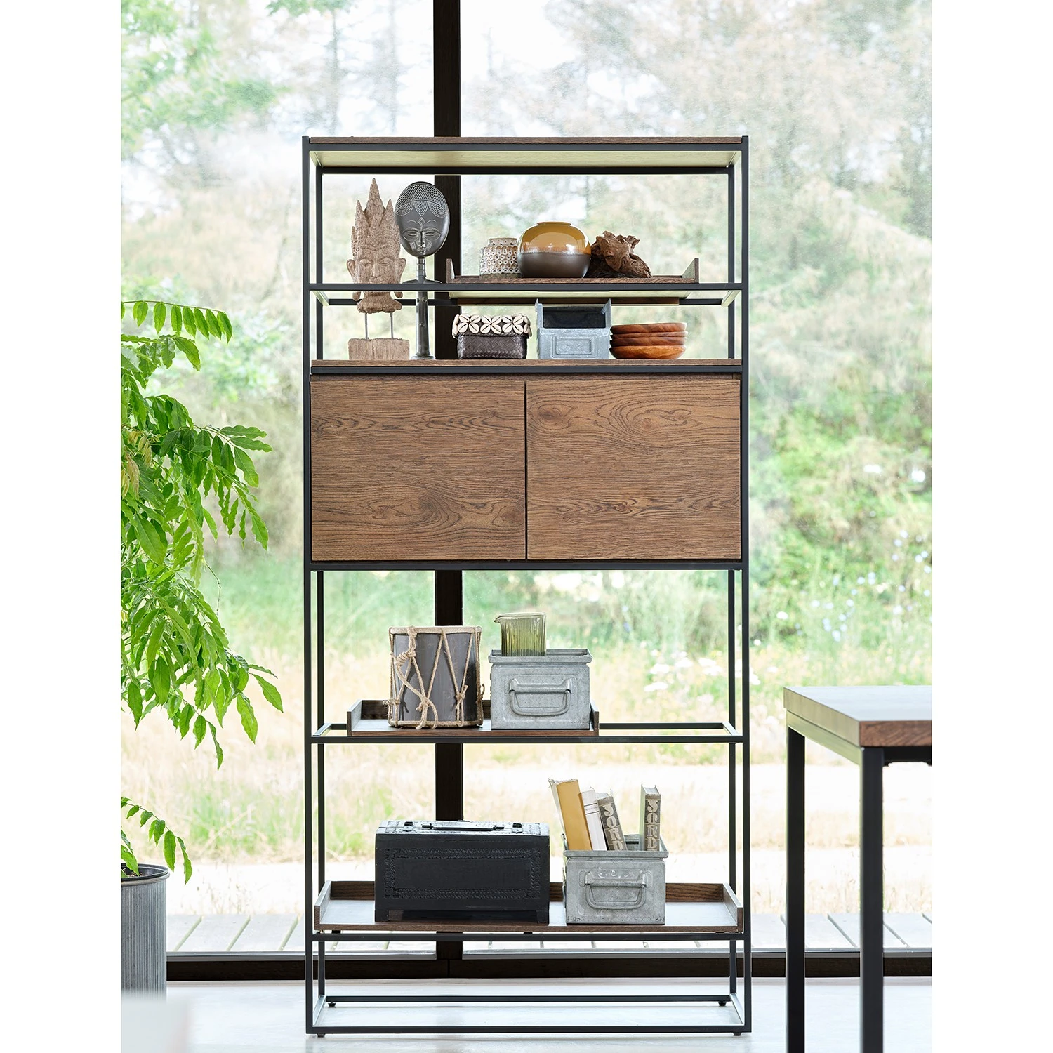 Red Living Regal Ratho - Echtholzfurnier / Metall - Raucheiche / Schwarz 2 Red Living Regal Ratho - Echtholzfurnier / Metall - Raucheiche / Schwarz – Bild 2