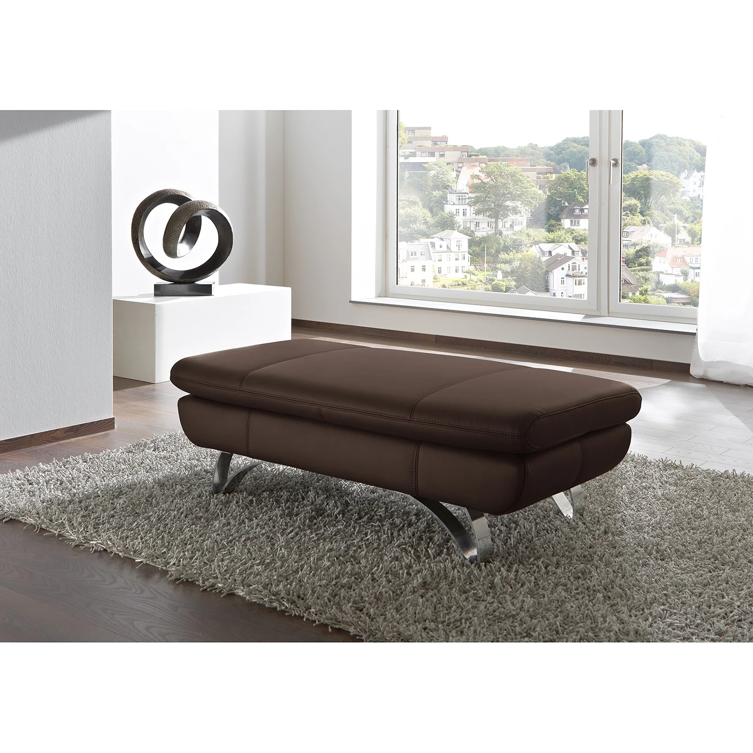 Loftscape Polsterhocker Buin - Echtleder Canela: Schokobraun 2 Loftscape Polsterhocker Buin - Echtleder Canela: Schokobraun – Bild 2