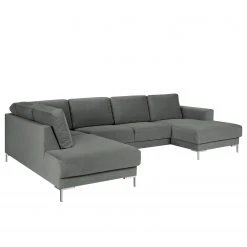 Fredriks Wohnlandschaft Summer Webstoff - Samt Vaia: Grau - Longchair davorstehend rechts / Ottomane links -Wohnzimmermöbel boutique en ligne 1000279791 210730 10324500636 DETAILS P000000001000279791