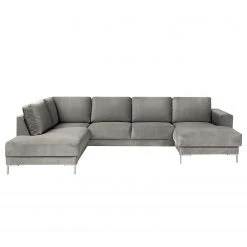 Fredriks Wohnlandschaft Summer Webstoff - Samt Vaia: Grau - Longchair davorstehend rechts / Ottomane links -Wohnzimmermöbel boutique en ligne 1000279791 211217 13142800645 DETAILS P000000001000279791