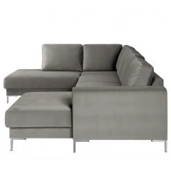 Fredriks Wohnlandschaft Summer Webstoff - Samt Vaia: Grau - Longchair davorstehend rechts / Ottomane links -Wohnzimmermöbel boutique en ligne 1000279791 211217 13142800656 DETAILS P000000001000279791