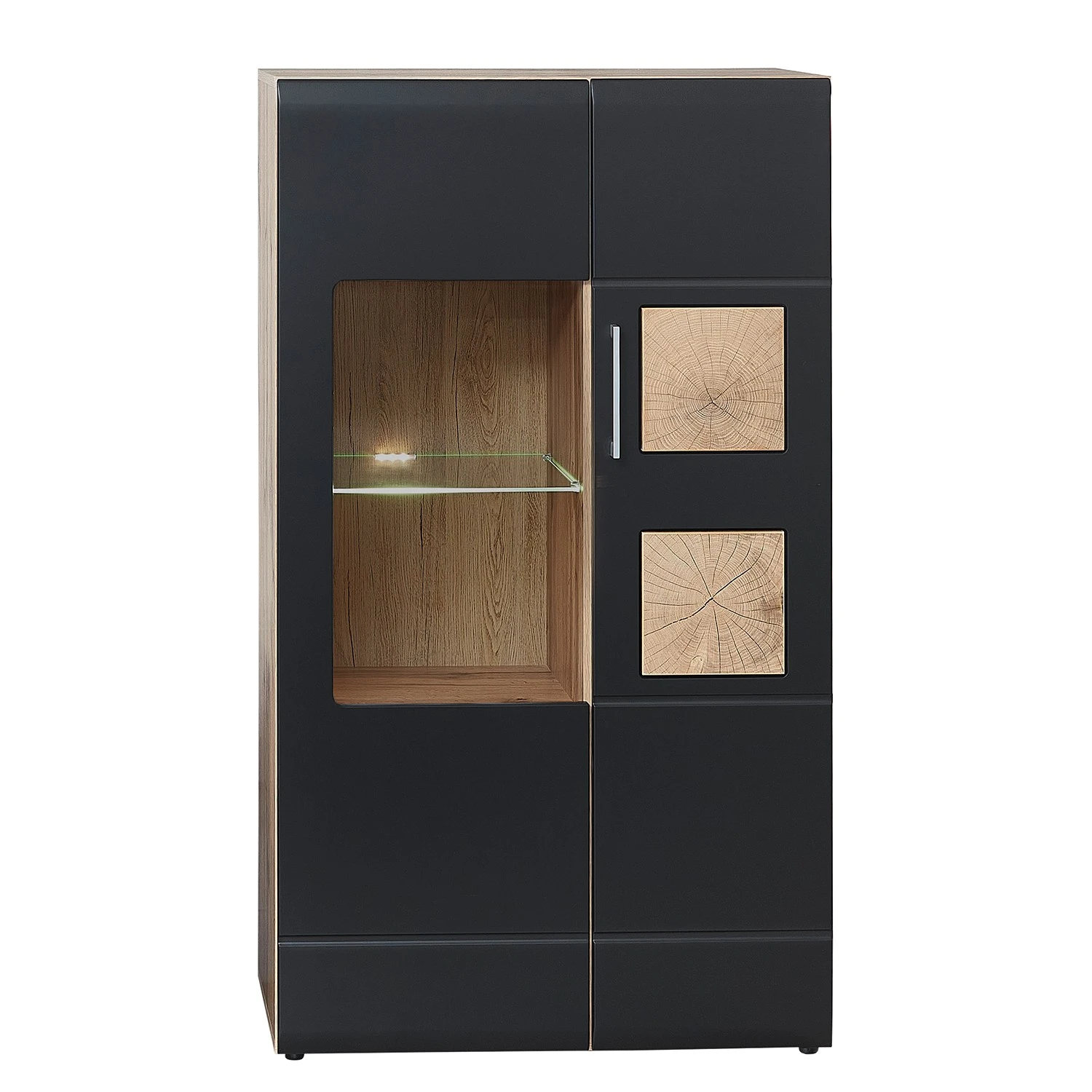 Loftscape Wohnwand Belloc III (5-teilig) - Inkl. Beleuchtung - Matt Schwarz / Eiche Dekor 3 Loftscape Wohnwand Belloc III (5-teilig) - Inkl. Beleuchtung - Matt Schwarz / Eiche Dekor – Bild 3