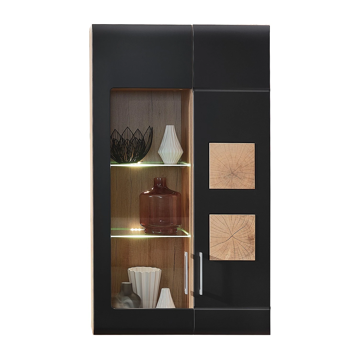 Loftscape Wohnwand Belloc III (5-teilig) - Inkl. Beleuchtung - Matt Schwarz / Eiche Dekor 9 Loftscape Wohnwand Belloc III (5-teilig) - Inkl. Beleuchtung - Matt Schwarz / Eiche Dekor – Bild 9