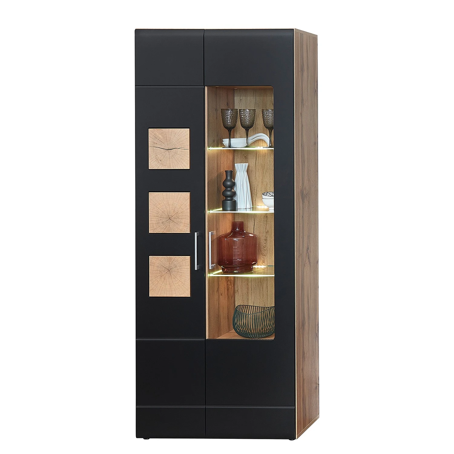 Loftscape Wohnwand Belloc II (5-teilig) - Inkl. Beleuchtung - Matt Schwarz / Eiche Dekor 4 Loftscape Wohnwand Belloc II (5-teilig) - Inkl. Beleuchtung - Matt Schwarz / Eiche Dekor – Bild 4