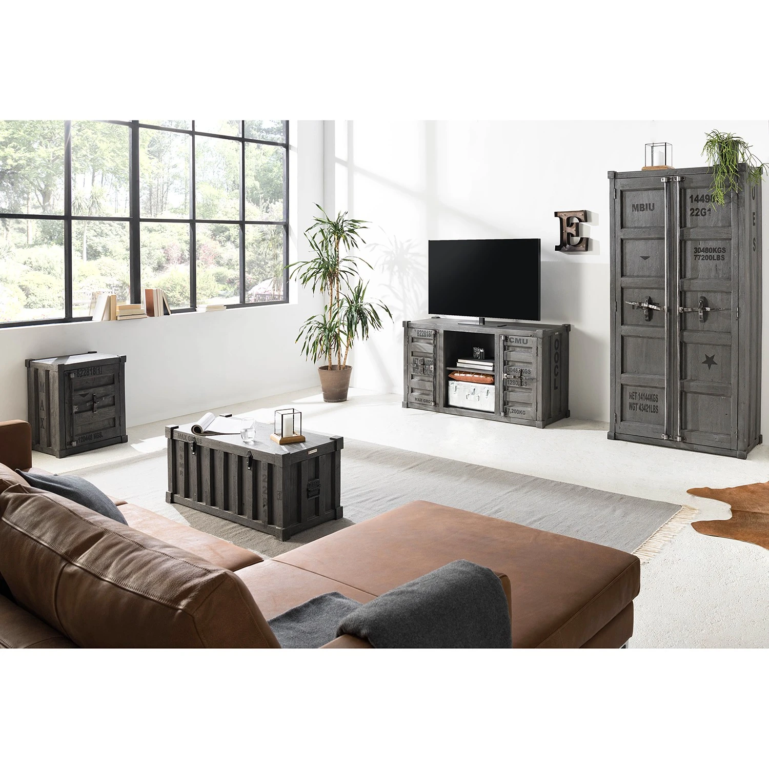 Wolf-Möbel TV-Lowboard Container I - Akazie massiv - Akazie Grau 3 Wolf-Möbel TV-Lowboard Container I - Akazie massiv - Akazie Grau – Bild 3